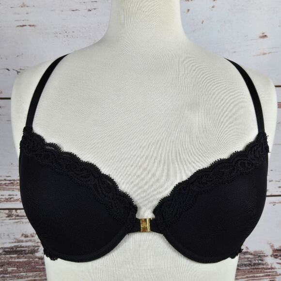 Natori Women's Feathers Front Close T-Back Bra Black 32C - Picture 1 of 7